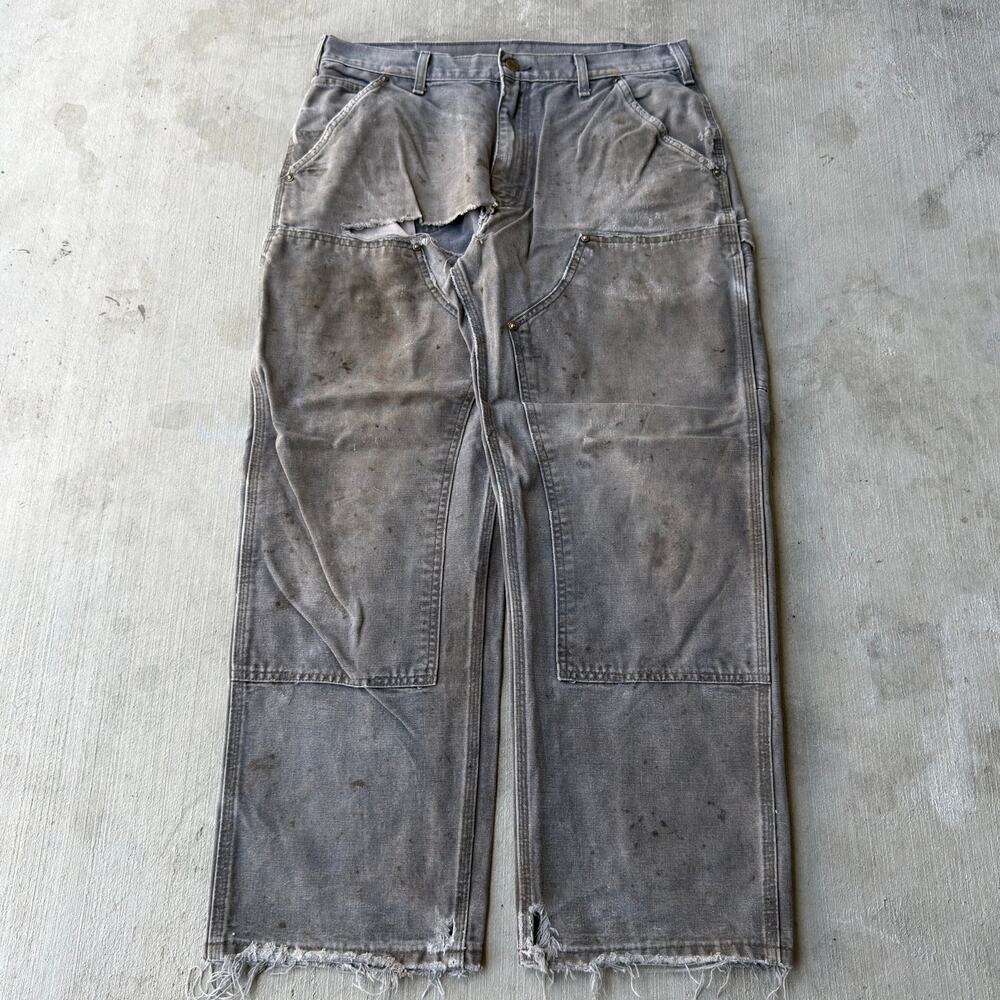 Carhartt DISTRESSED gray double knee work wear carpenter pants